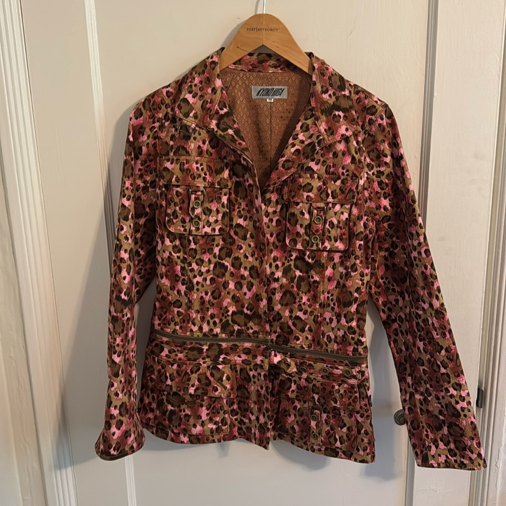 Kyoto Higa Convertible Pink Multi-Color Leopard Print Jacket-EU SZ 40